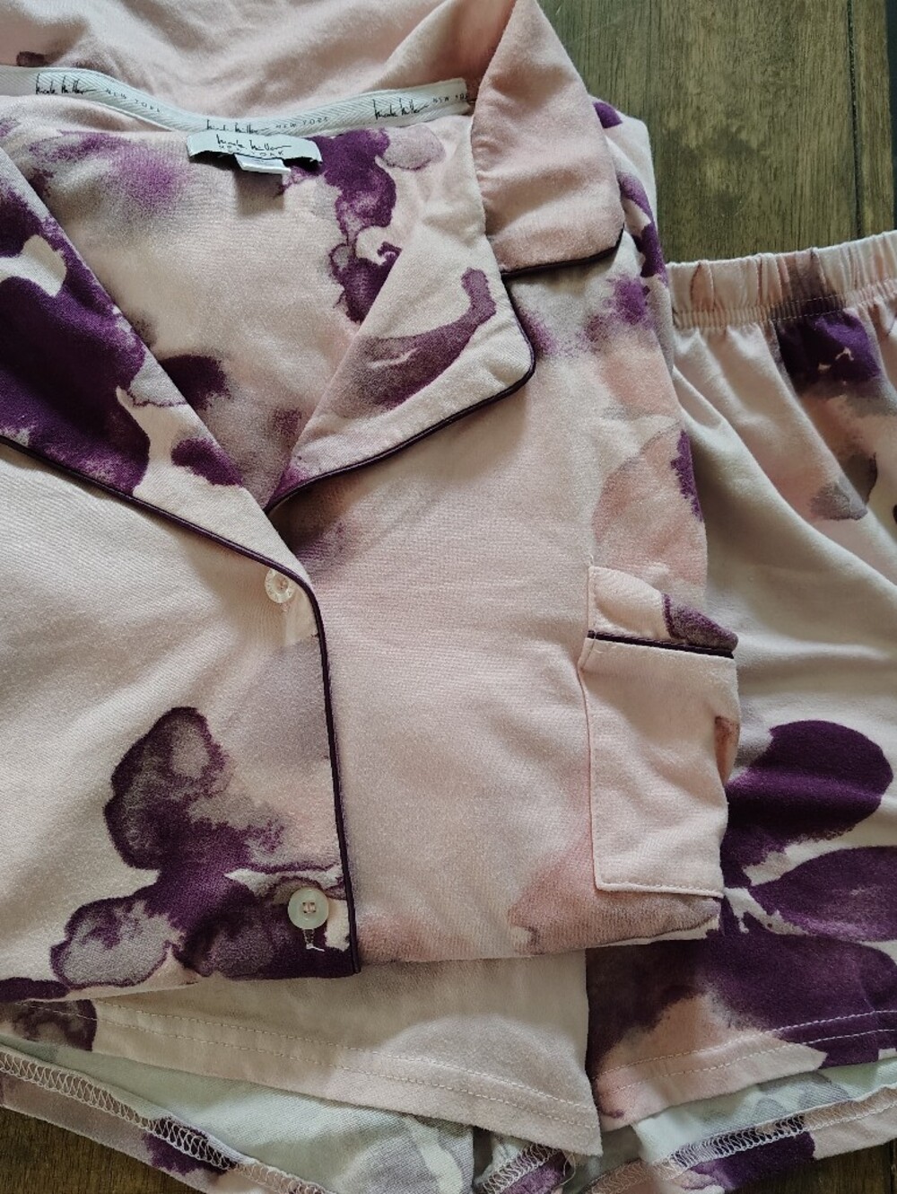 Nicole Miller Pink & Plum Floral Satin Pajama Set Size XL